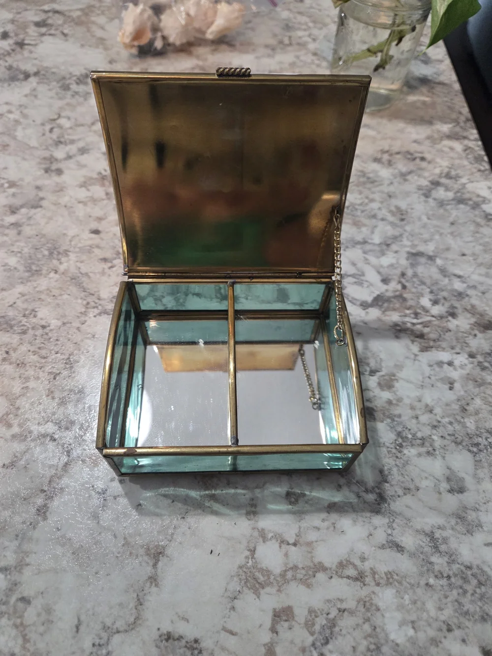 Small Vintage Thomas Kinkade “Painter Of Light” Ensco Trinket Box Brass / Glass